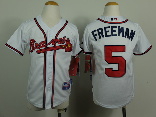 Youth Atlanta Braves #5 Freeman White MLB Jerseys->youth mlb jersey->Youth Jersey